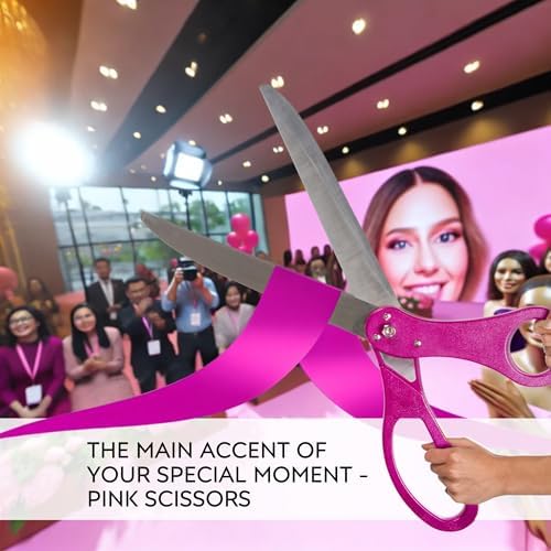 25 Inch Pink Ribbon Cutting Scissors for Grand Opening Ceremony