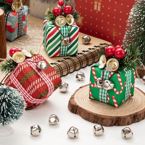 YGAOHF 100PCS Silver Jingle Bells for Crafts and Decorations