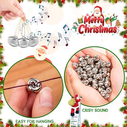 YGAOHF 100PCS Silver Jingle Bells for Crafts and Decorations