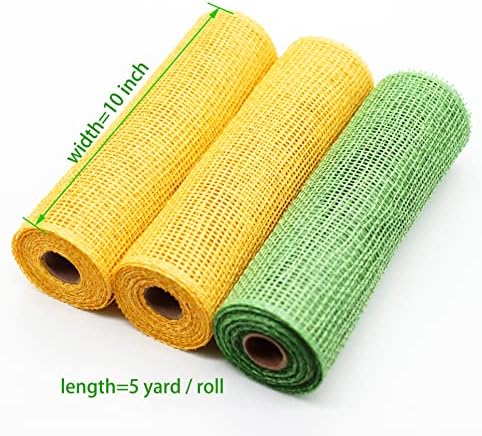 Tyoungg 3 Rolls Poly Burlap Mesh Kit for Sunflower Wreath DIY
