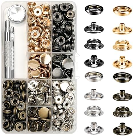 320PCS Stainless Steel Snaps Fastener Kit 15mm Heavy Duty