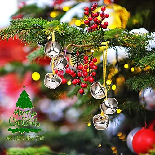 Augshy 100 Piece Silver Jingle Bells for Christmas Decorations
