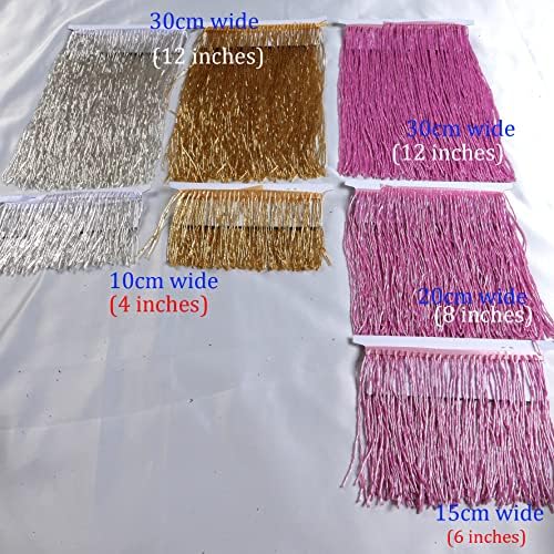 12 Inches Gold Luxury Glass Beaded Lace Trim with Tassel Fringe