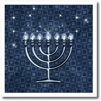 3dRose Hanukkah Menorah Blue Iron On Heat Transfer 8x8 Inch