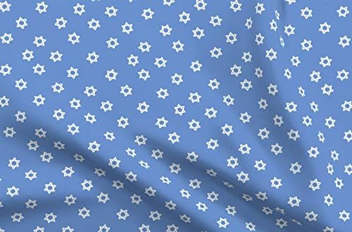 Spoonflower Fabric Star of David Hanukkah Blue Winter Menorah Chiffon Fat Quarter