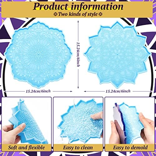 Cunhill 5pcs Mandala Incense Holder Resin Molds