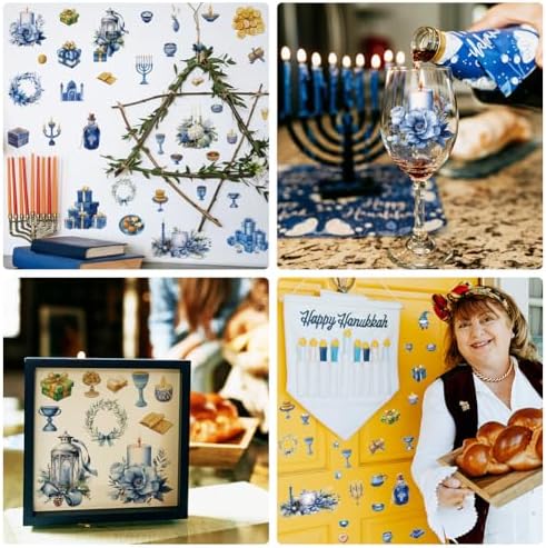 AHANDMAKER 12 Sheet Chanukah Iron-on Transfer Stickers