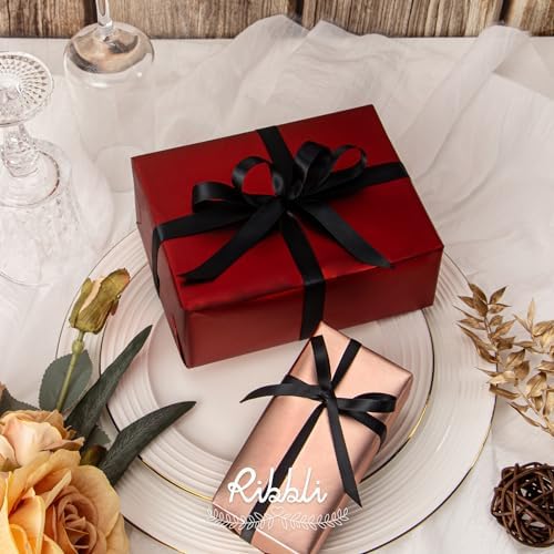 Ribbli Black Satin Ribbon 12 Inch x 50 Yards Continuous