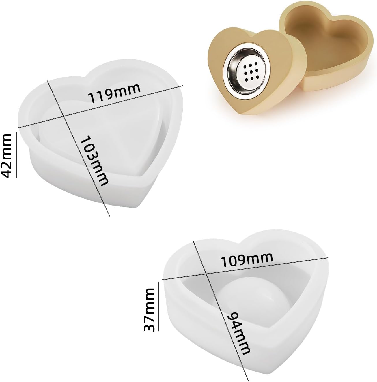 Heart Shaped Incense Holder Resin Silicone Mold Set