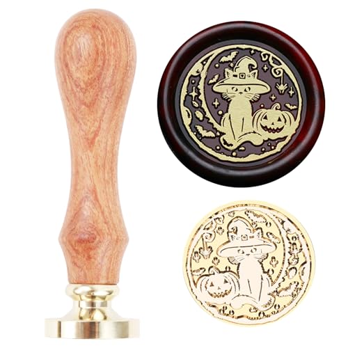 WASOHLING Halloween Wax Seal Stamp Witch Cat 25mm