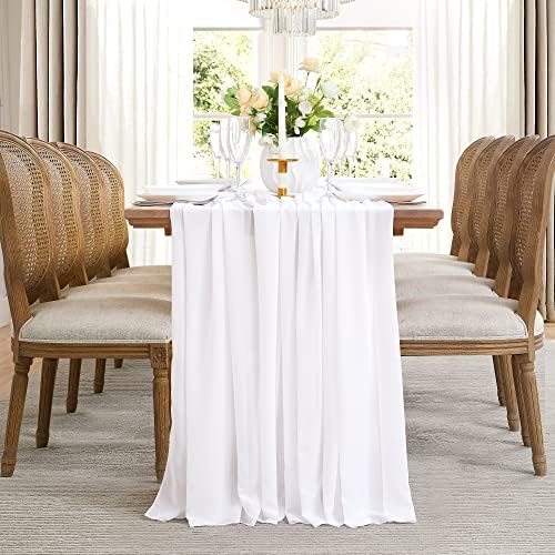 24 Feet White Chiffon Table Runner Fabric