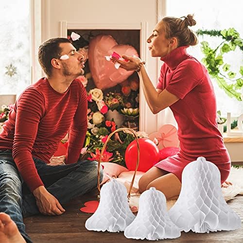 HUIANER White Honeycomb Bells 7pcs Wedding Hanging Decor