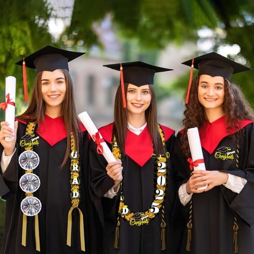 JUNEBRUSHS 16 Pcs 2025 Graduation Ribbon Lei Set