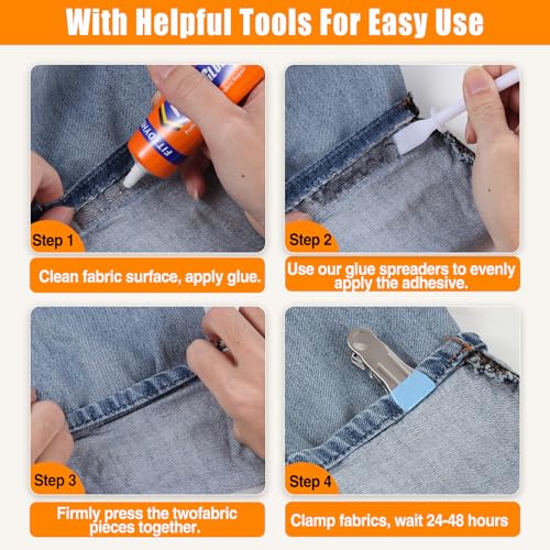Permanent Fabric Glue 60 ML Clear Adhesive for Fabric Repairs