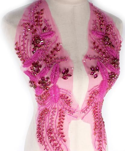 Hot Pink Rhinestone Applique Embellishments for Sewing