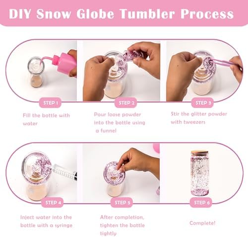 16 Pcs Snow Globe Tumbler DIY Kit with Glitter and Tools