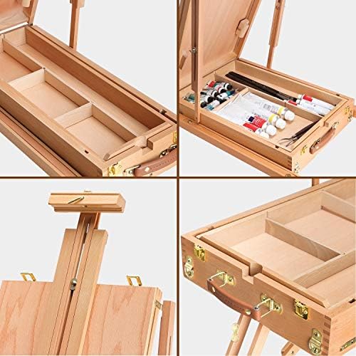 Wood Painting Stand with Adjustable Drawer
