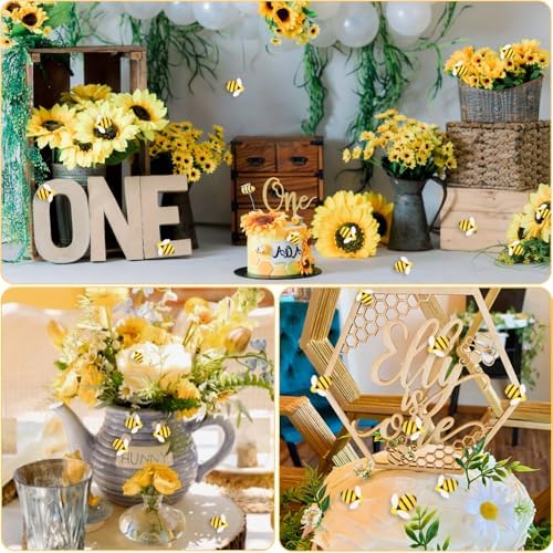 120Pcs Bumble Bee Decor Resin Charms for DIY Crafts