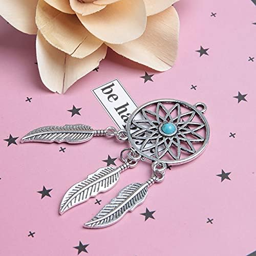 Acxico 10pcs Antique Silver Dream Catcher Charms for Jewelry Making
