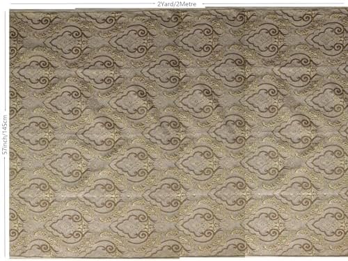 TinaKim Heavyweight Chenille Damask Upholstery Fabric - 2 Beige Yard