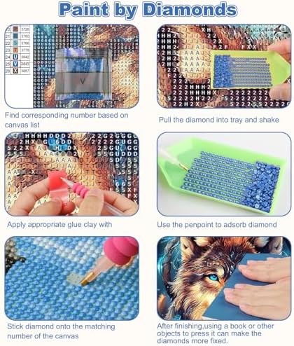 CEOVR Wolf Diamond Painting Kit for Adults - 12x16in DIY Art Set