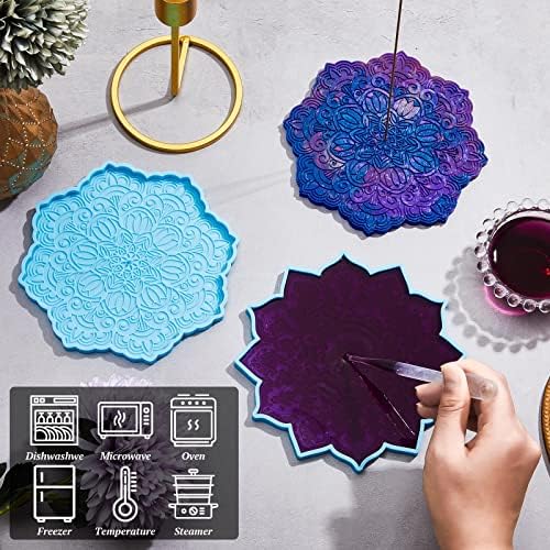 Cunhill 5pcs Mandala Incense Holder Resin Molds