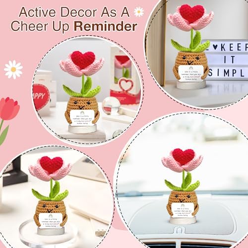 Gossby Handmade Positive Heart Flower Crochet Decor