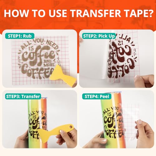 YRYM HT Transfer Tape for Vinyl 12x12ft with Red Grid