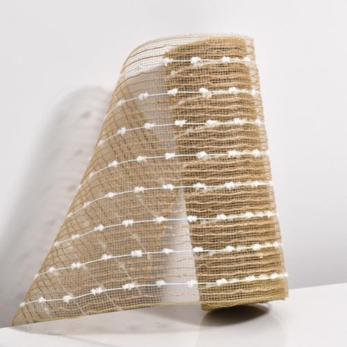 3 Rolls Jute Snowball Deco Mesh Ribbon for Wreath and Holiday Crafting