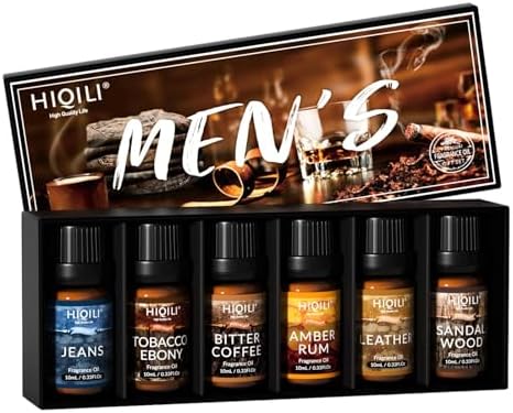 HIQILI Mens Essential Oil Scent Set for Candle Making and Aromatherapy Diffuser
