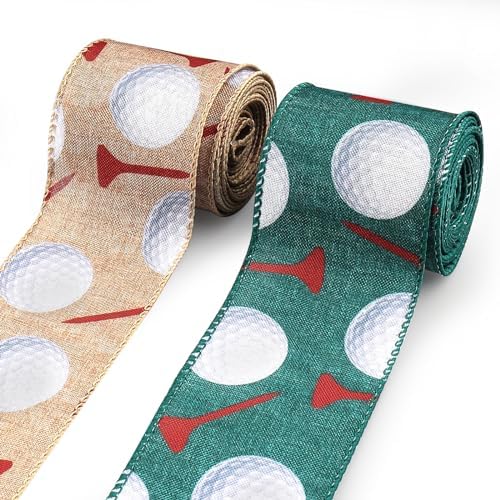 Golf Ball Wired Edge Ribbon for Wreaths and Bows