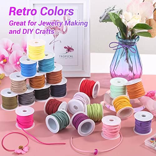 Cridoz Faux Suede Cord 25 Rolls for Jewelry Crafting