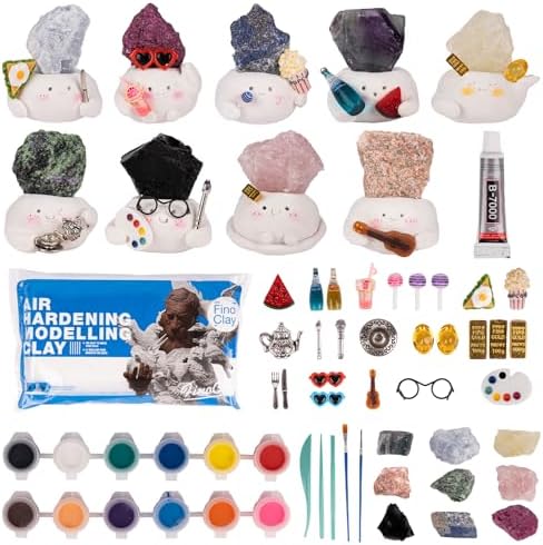 Lrtysunf DIY Crystal Pet Kit - Air Dry Clay Crystals for Crafting
