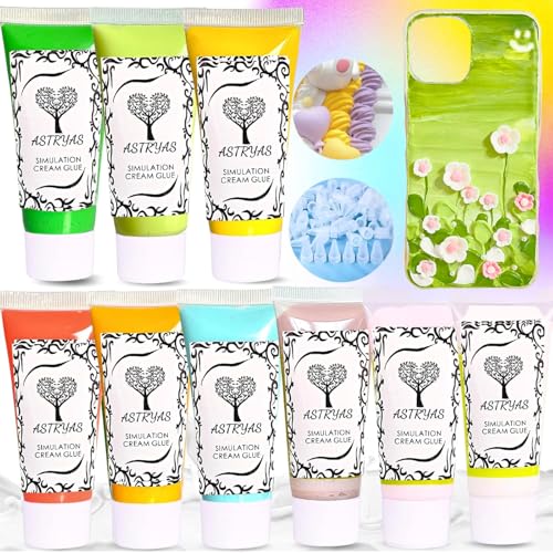 ASTRYAS 9PCS Art Glue Cream DIY Phone Case Kit
