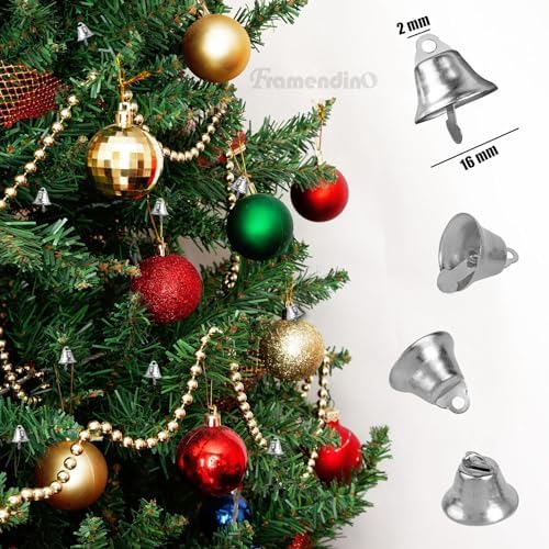 Framendino 200 Pack Silver Mini Jingle Bells