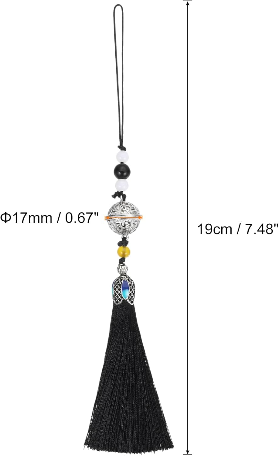 Uxcell Black Tassel Pendant with Bell - 19cm DIY Home Decor