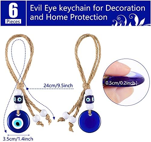 Hicarer 6 Pack Blue Evil Eye Glass Charms Pendants