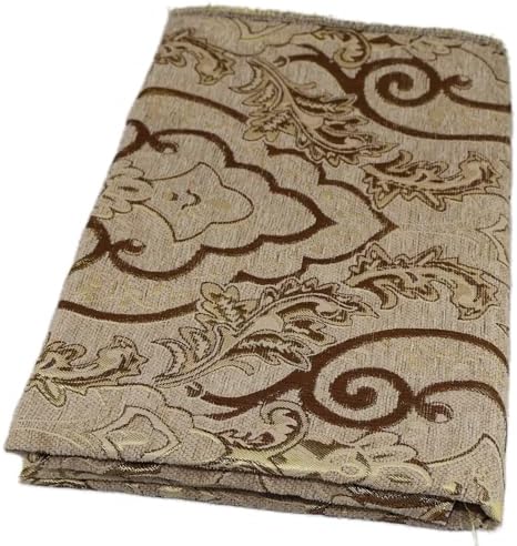 TinaKim Heavyweight Chenille Damask Upholstery Fabric - 2 Beige Yard
