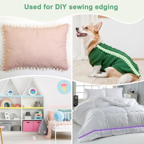 2-Pack Pom Pom Fringe Trim Ribbon for Sewing