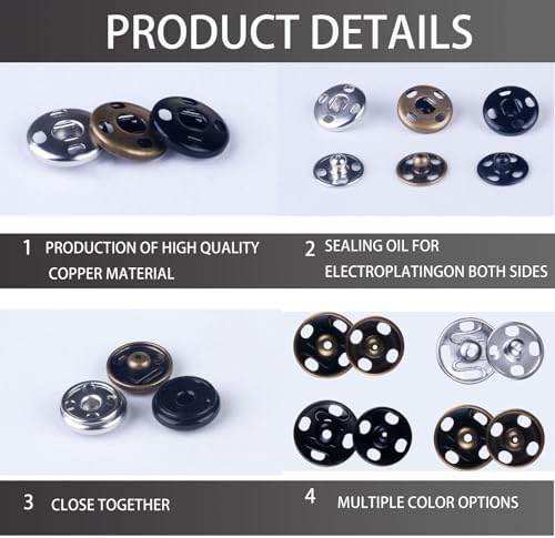 Meikeer 100 Set Sewing Snaps Fasteners Kit