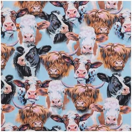 Hobby Lobby Cow Portraits Calico Fabric 2 Yard Print