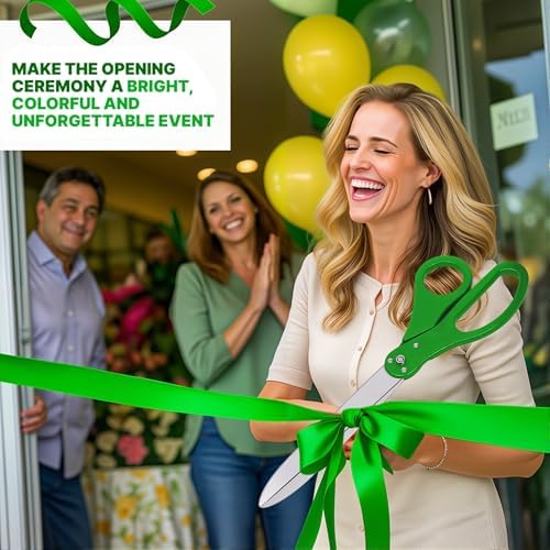 25 Inch Giant Scissors with Green Ribbon Cutting Ceremony Kit