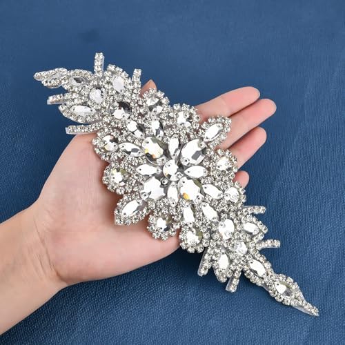 Fingerinspire 2pcs Rhinestone Applique for Wedding Dress