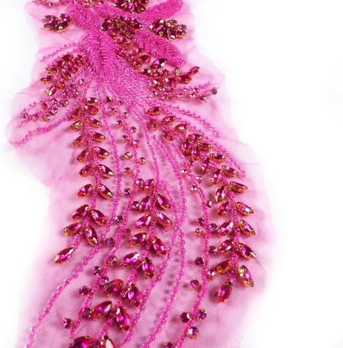 Hot Pink Rhinestone Applique Embellishments for Sewing