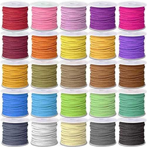 Cridoz Faux Suede Cord 25 Rolls for Jewelry Crafting