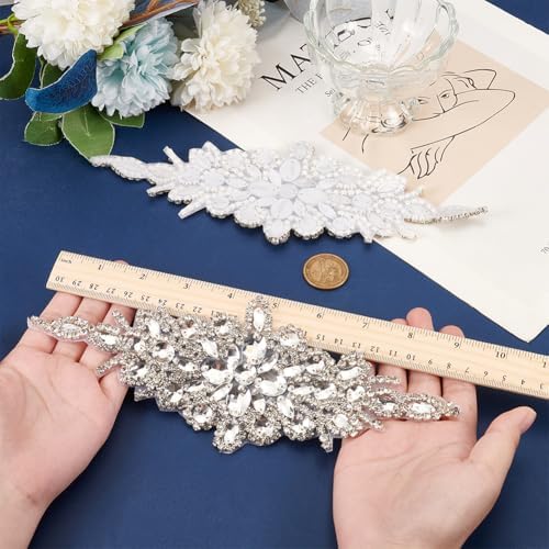 Fingerinspire 2pcs Rhinestone Applique for Wedding Dress