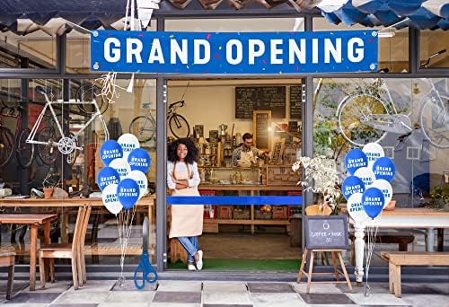 Nashira Ribbon Cutting Ceremony Kit with Giant Scissors Blue White