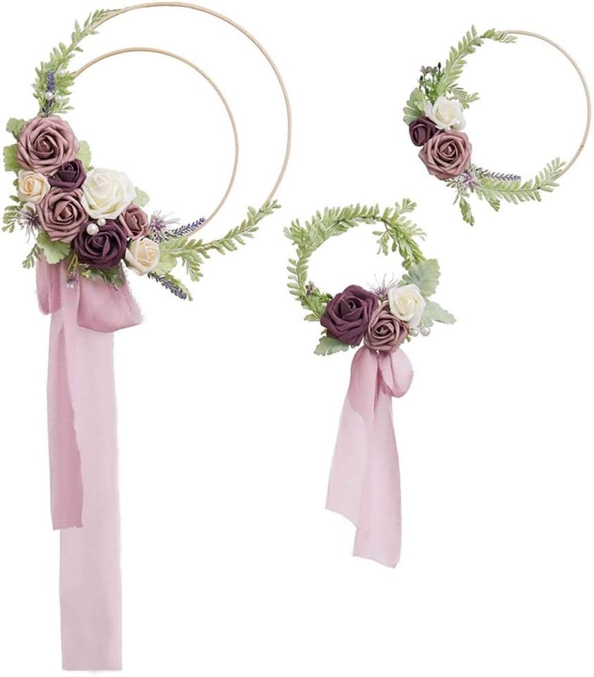 12pcs Bamboo Floral Hoop Wreath Set for DIY Crafts