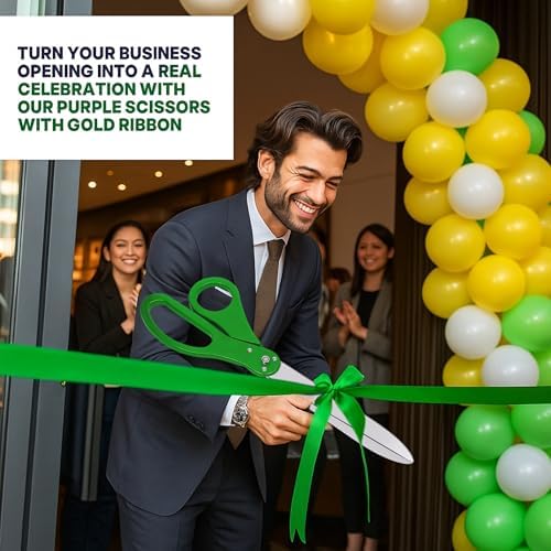 25 Inch Giant Scissors with Green Ribbon Cutting Ceremony Kit
