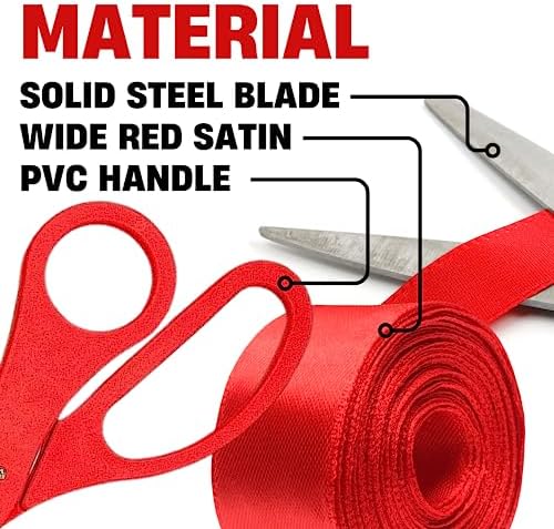 Red Ribbon Cutting Ceremony Kit with 20 Inch Giant Scissors
